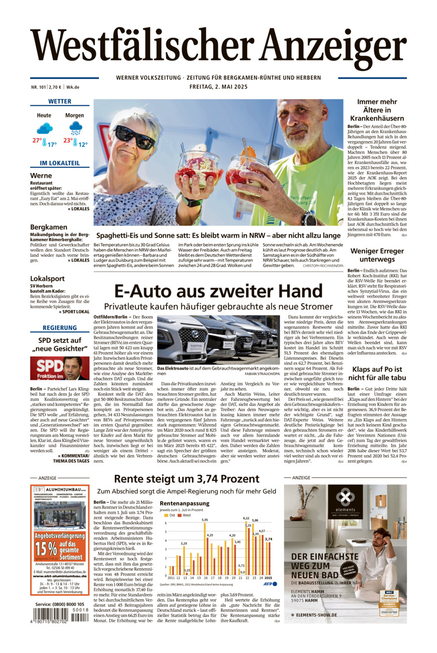 Westfälischer Anzeiger Werne vom Freitag, 02.05.2025