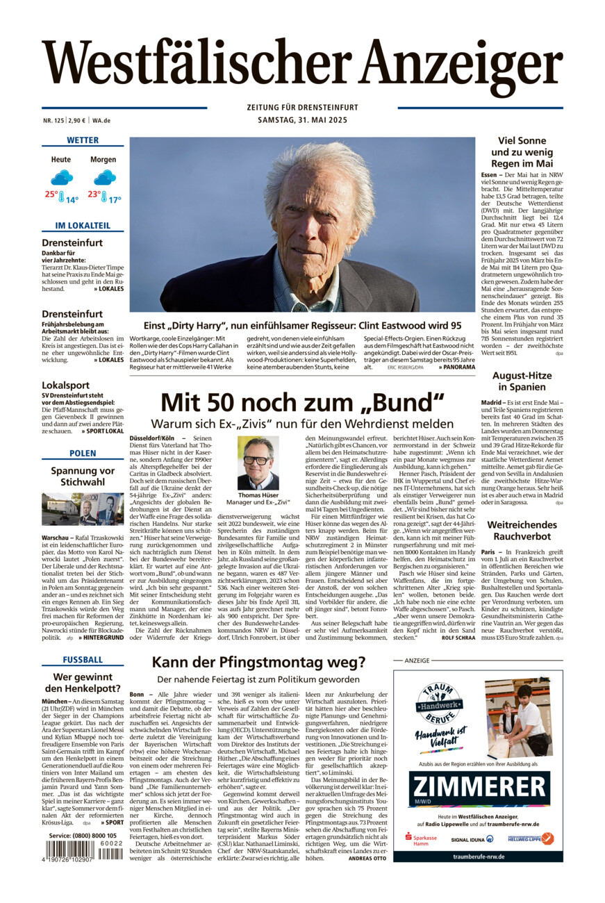 Westfälischer Anzeiger Drensteinfurt vom Samstag, 31.05.2025