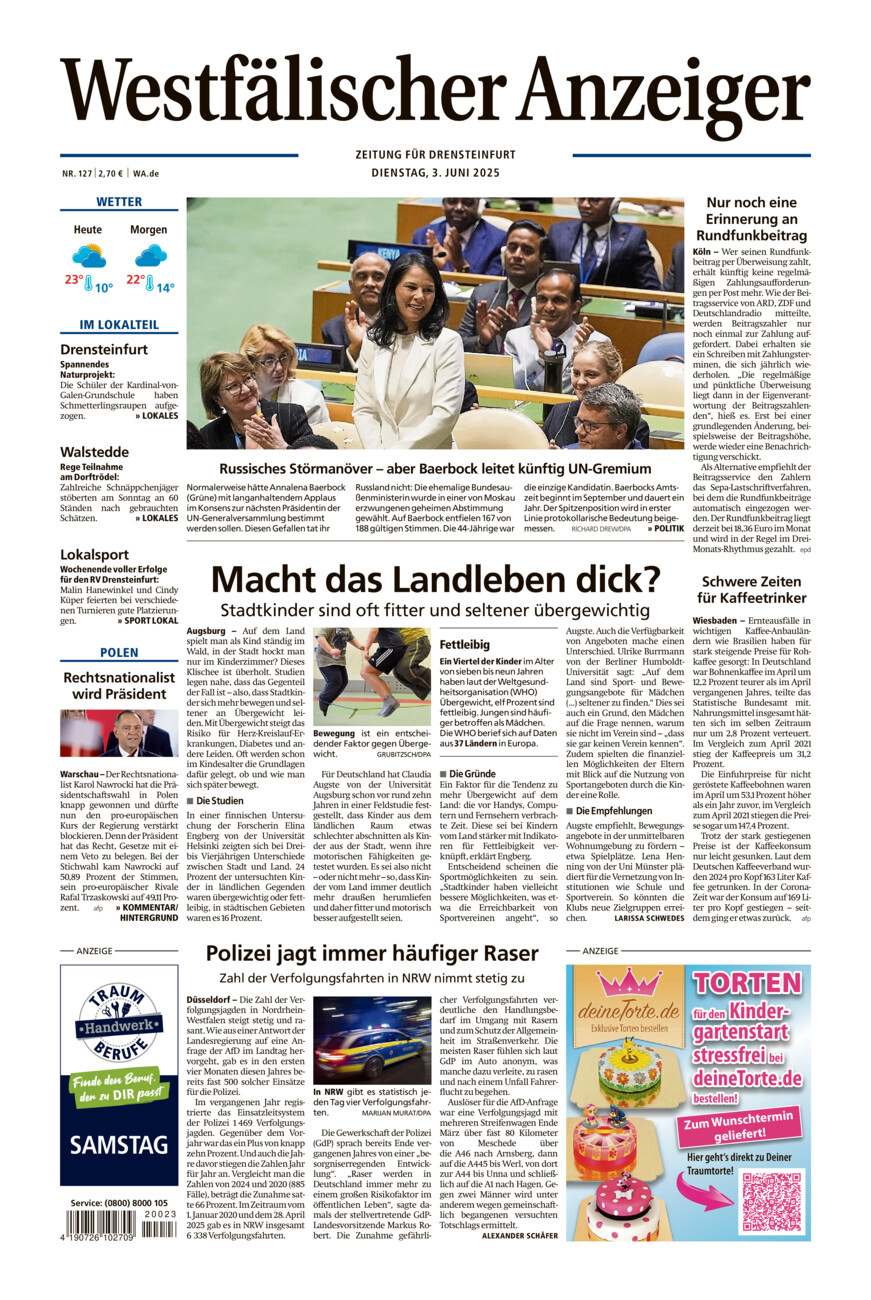 Westfälischer Anzeiger Drensteinfurt vom Dienstag, 03.06.2025