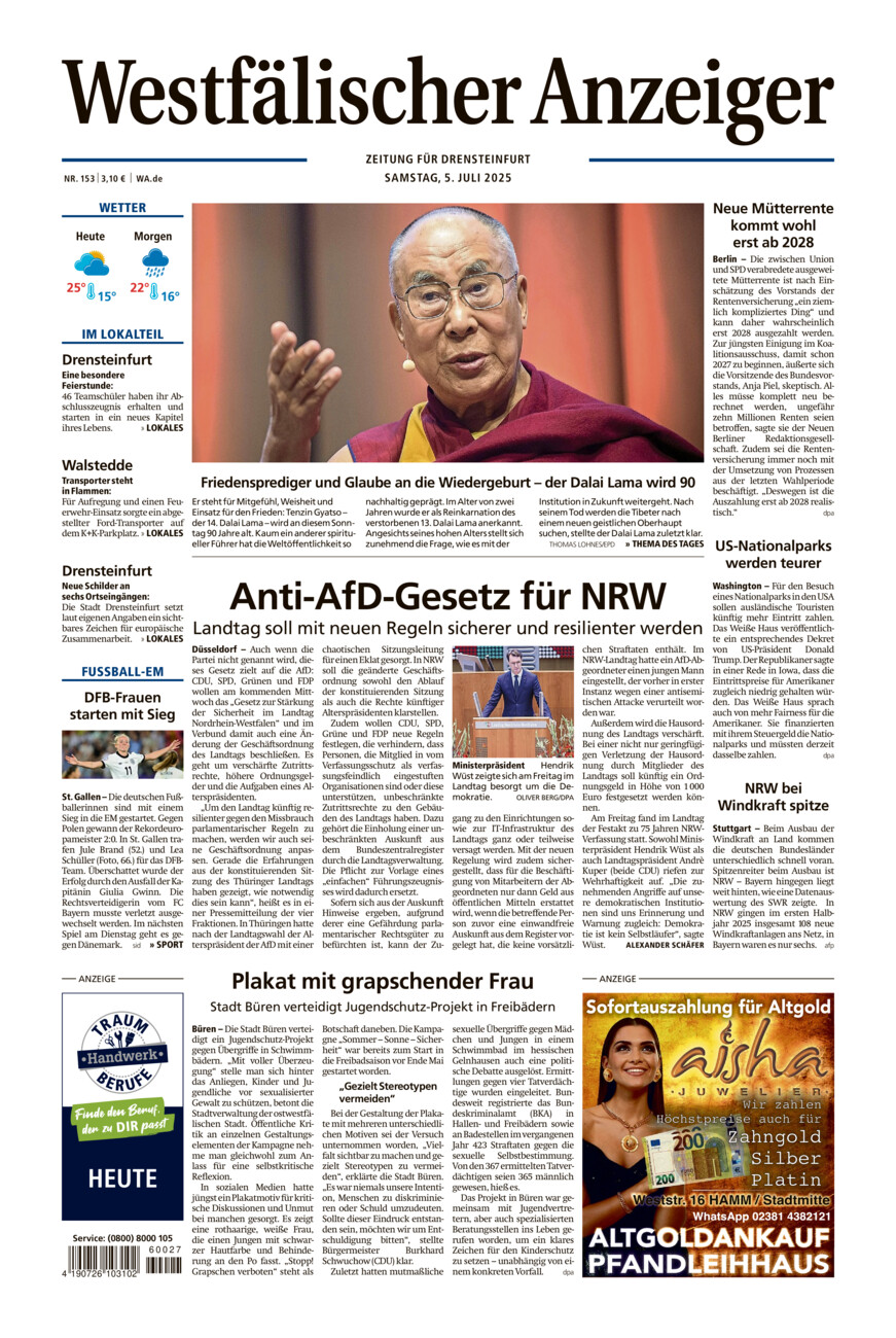 Westfälischer Anzeiger Drensteinfurt vom Samstag, 05.07.2025