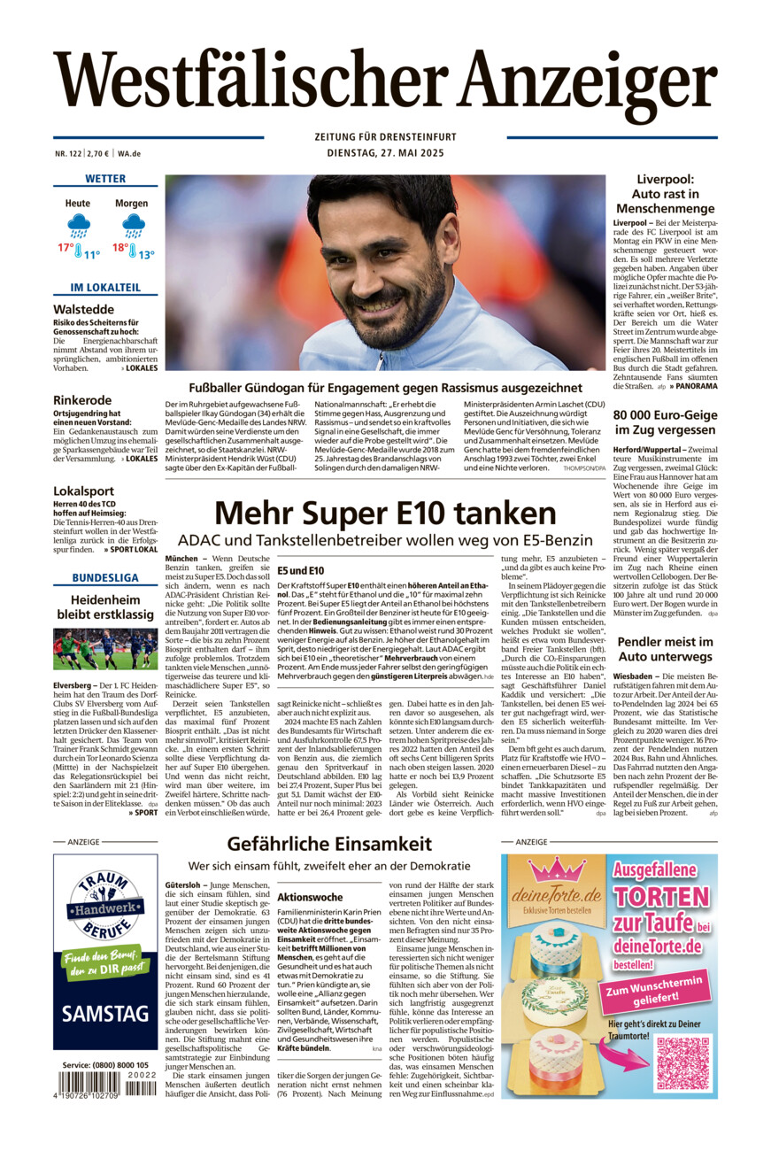 Westfälischer Anzeiger Drensteinfurt vom Dienstag, 27.05.2025