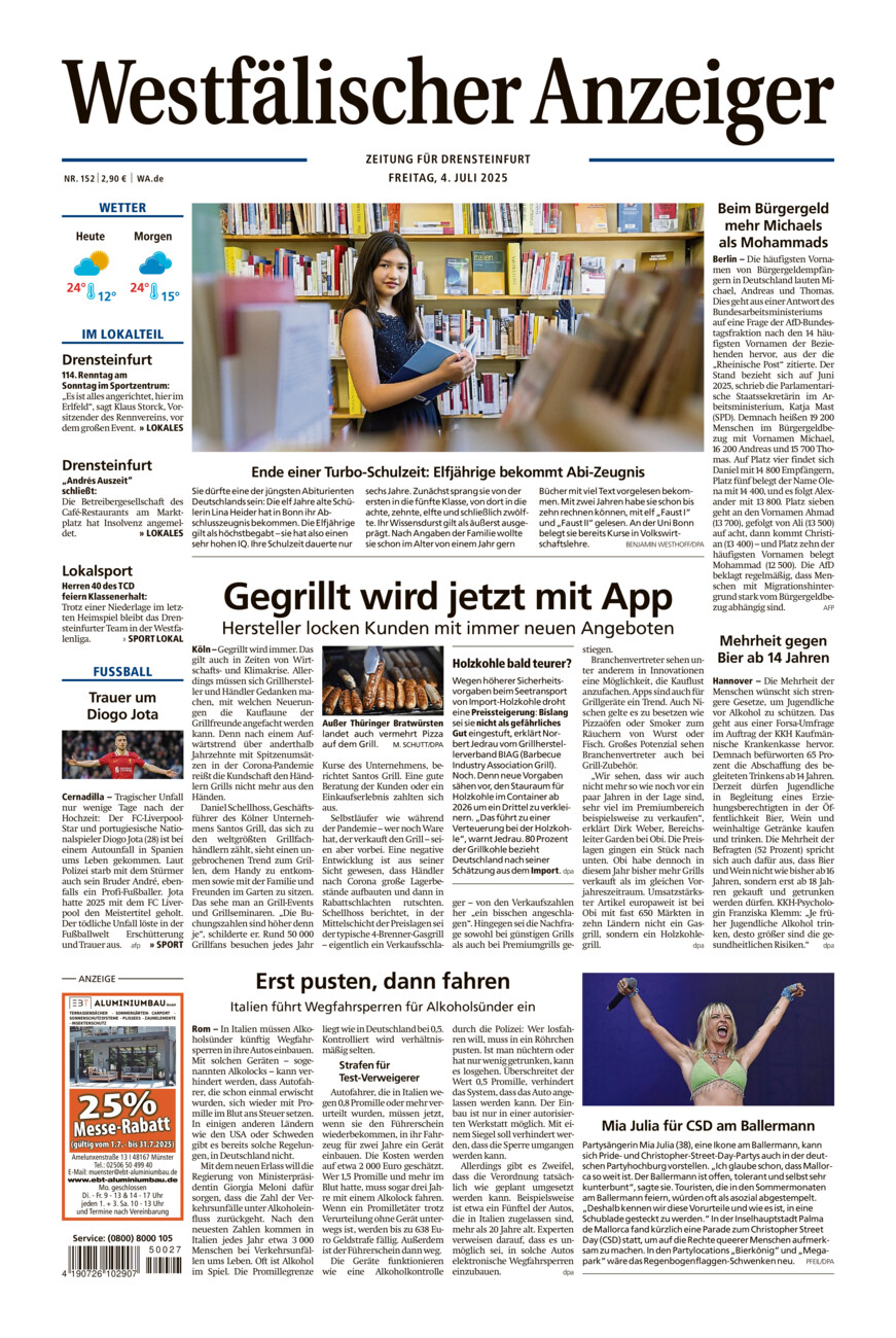 Westfälischer Anzeiger Drensteinfurt vom Freitag, 04.07.2025