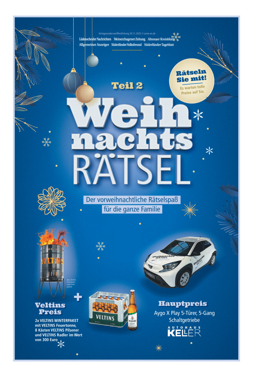 Weihnachtsrätsel - Teil 2 vom Donnerstag, 20.11.2025