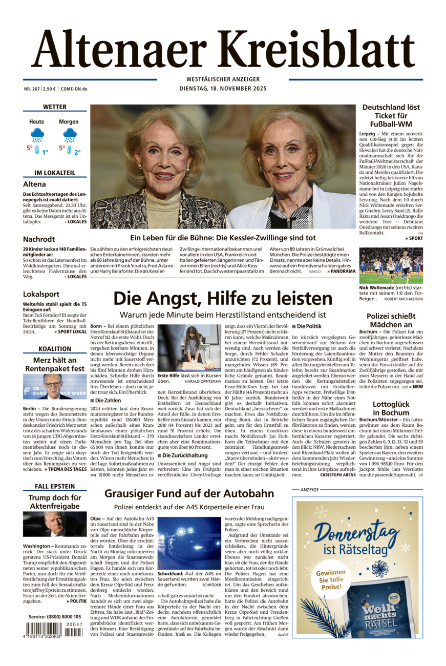 Altenaer Kreisblatt vom Dienstag, 18.11.2025