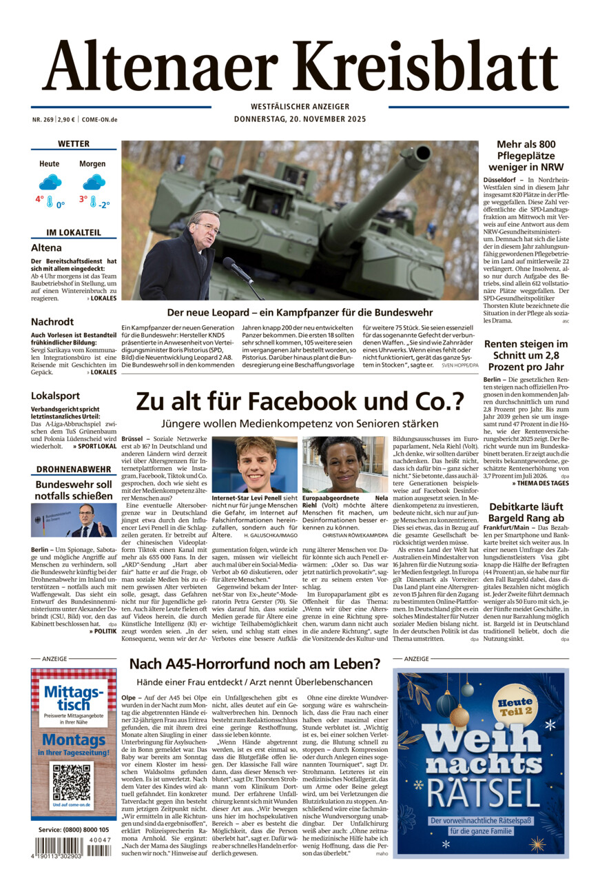 Altenaer Kreisblatt vom Donnerstag, 20.11.2025