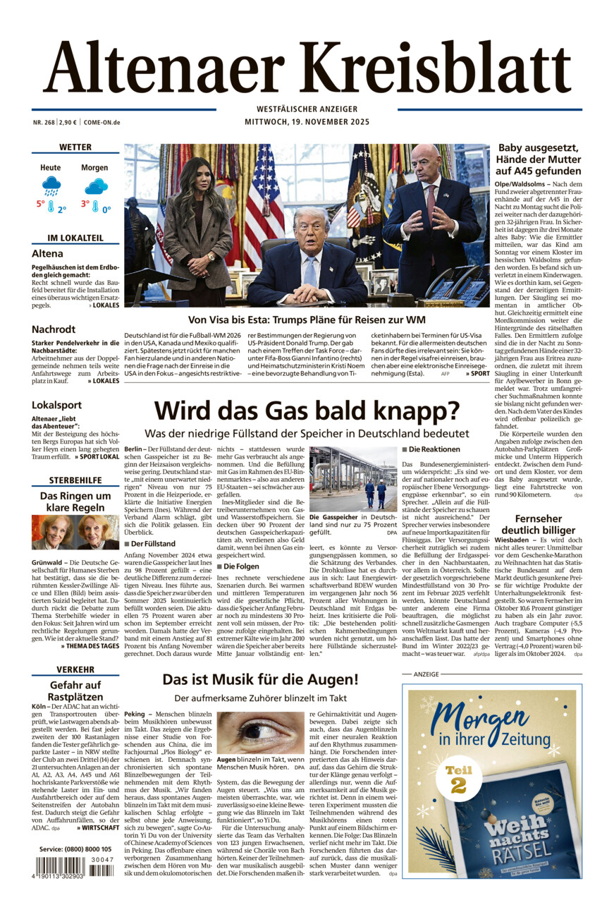 Altenaer Kreisblatt vom Mittwoch, 19.11.2025
