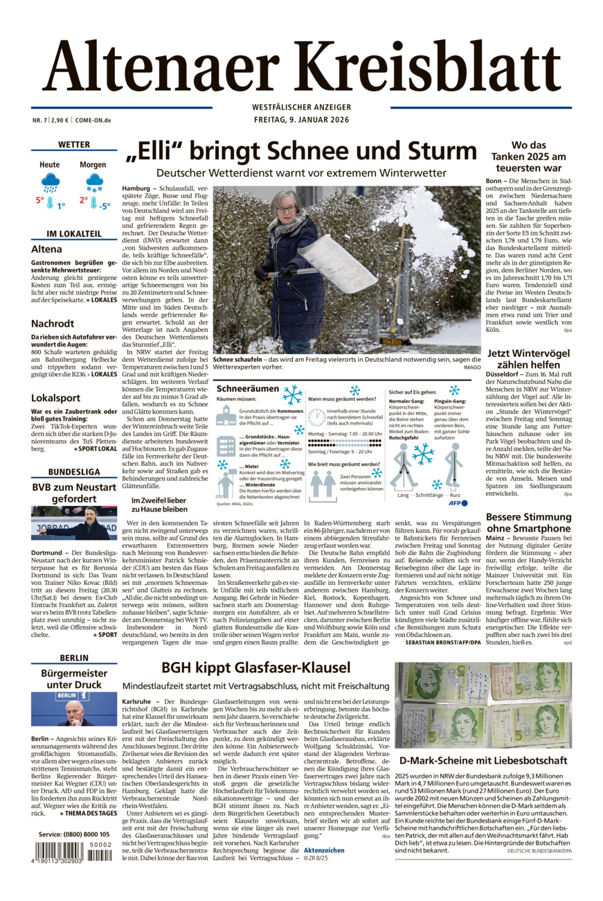 Altenaer Kreisblatt vom Freitag, 09.01.2026