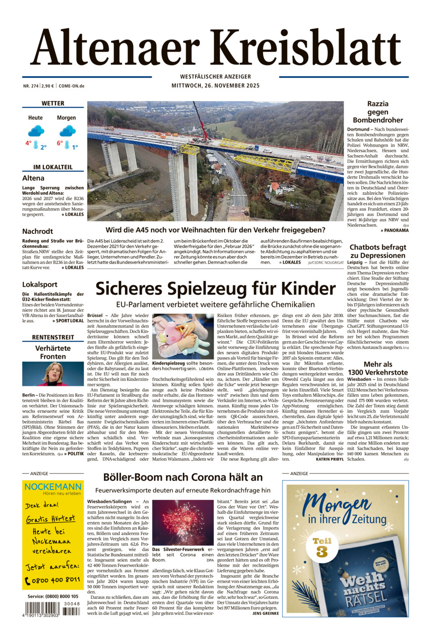 Altenaer Kreisblatt vom Mittwoch, 26.11.2025