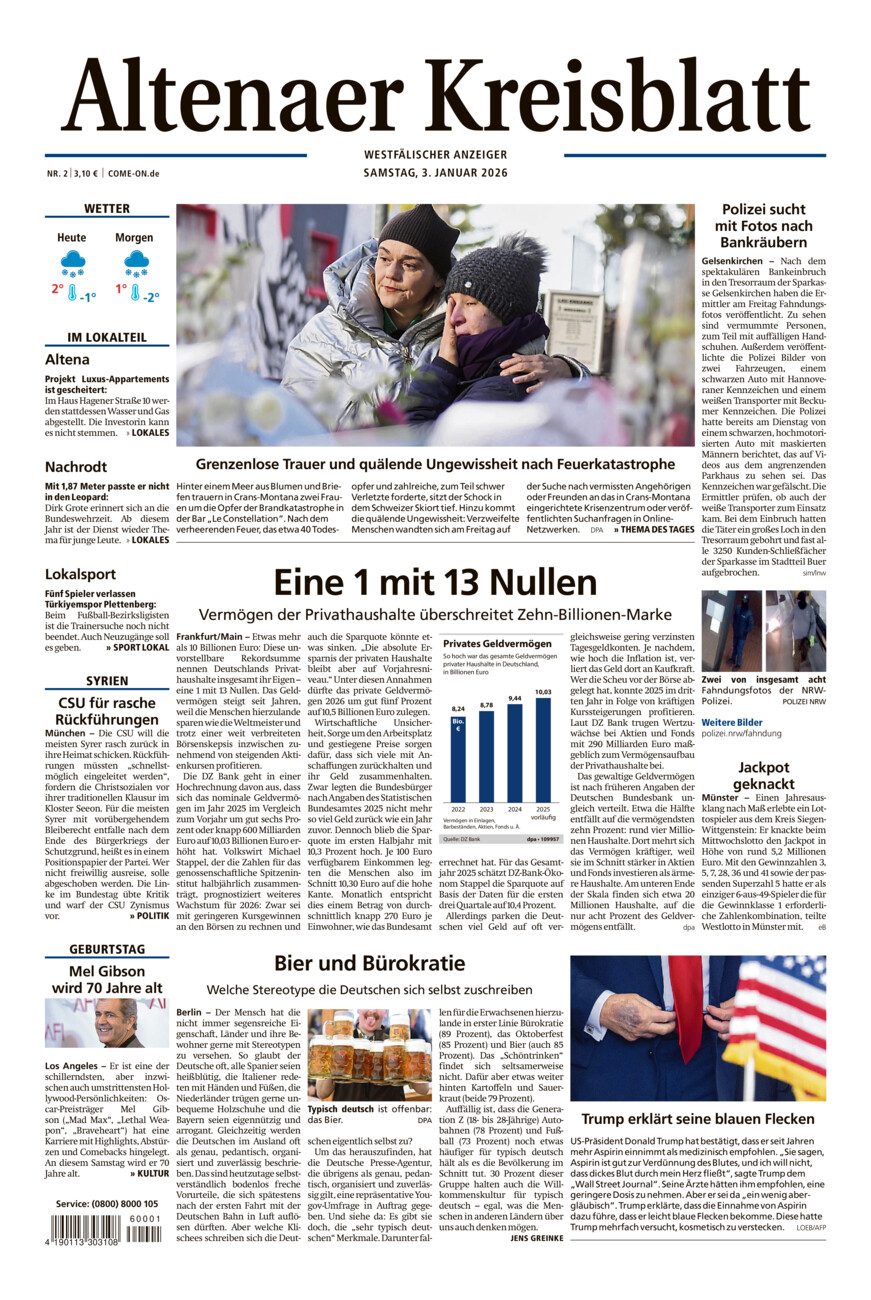Altenaer Kreisblatt vom Samstag, 03.01.2026