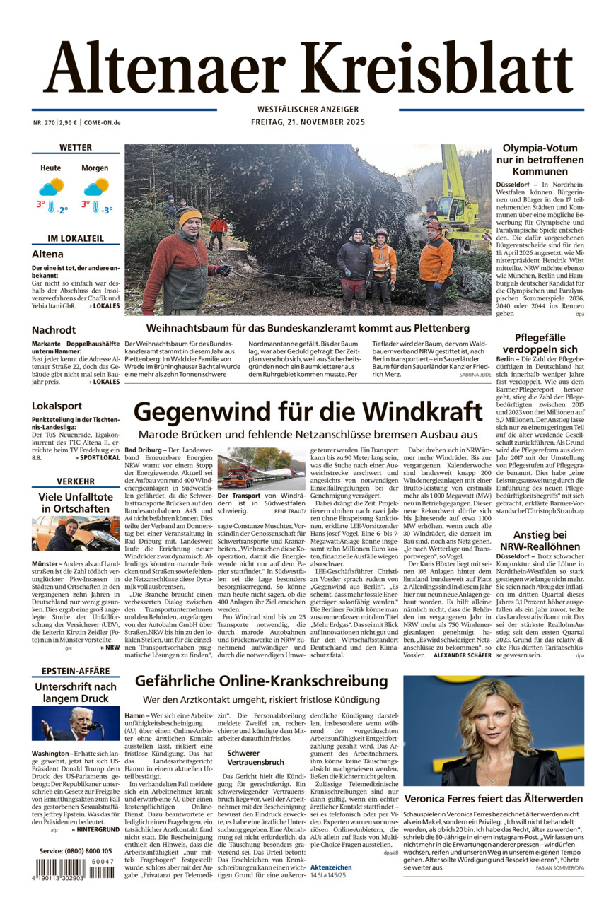 Altenaer Kreisblatt vom Freitag, 21.11.2025