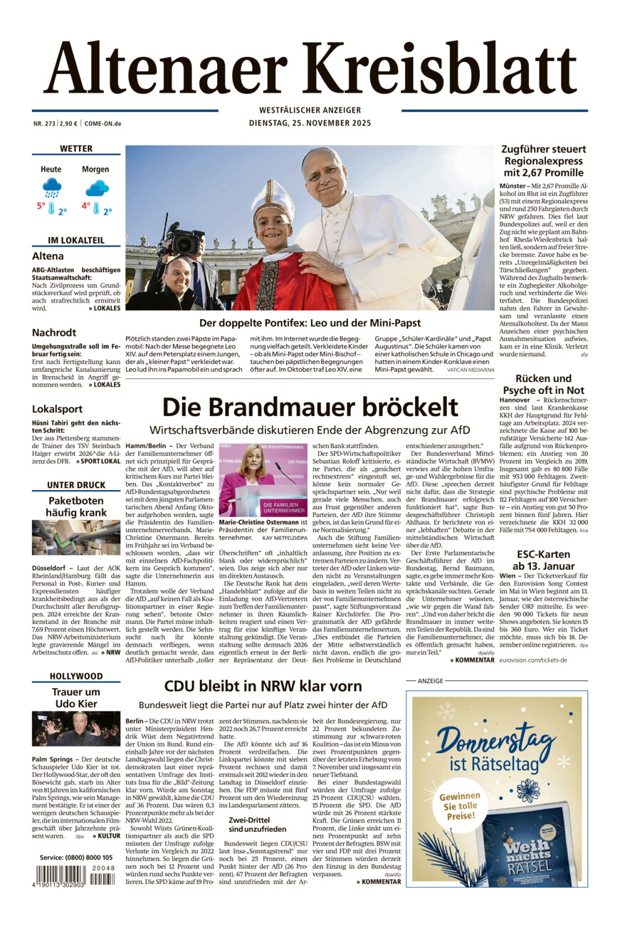 Altenaer Kreisblatt vom Dienstag, 25.11.2025