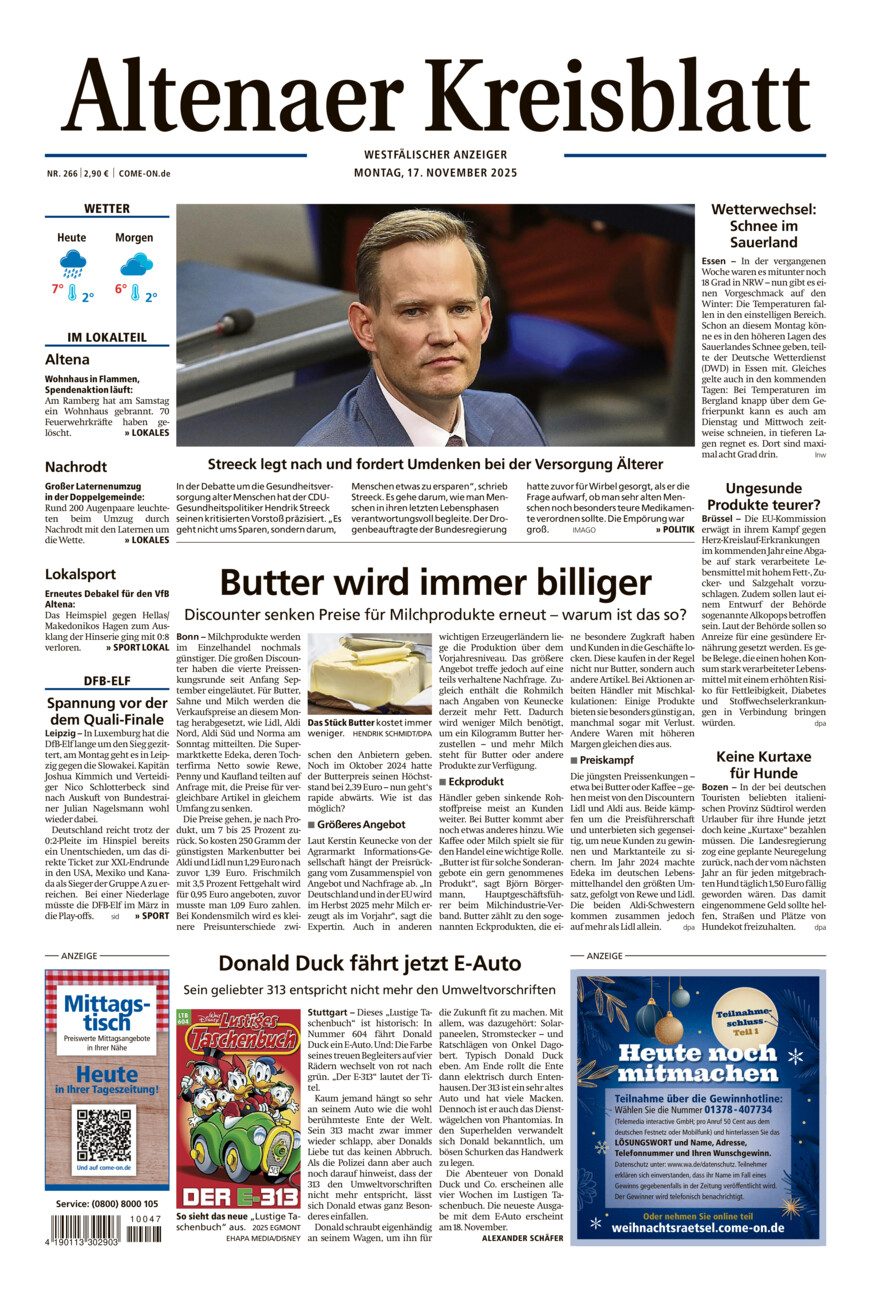 Altenaer Kreisblatt vom Montag, 17.11.2025