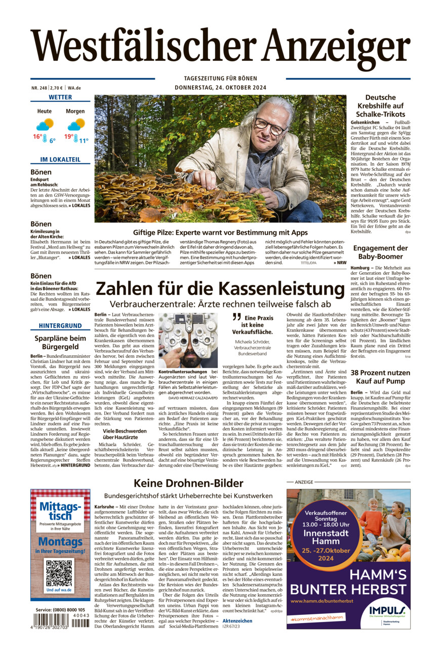 Westfälischer Anzeiger Bönen vom Donnerstag, 24.10.2024