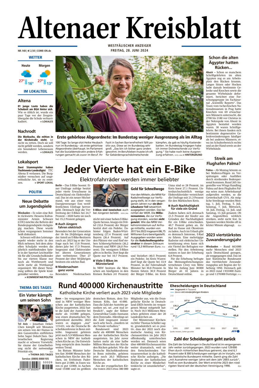 Altenaer Kreisblatt vom Freitag, 28.06.2024