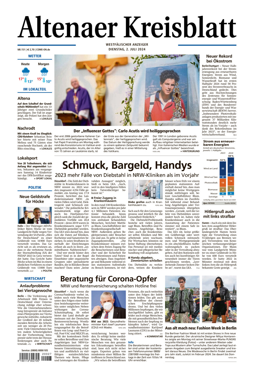 Altenaer Kreisblatt vom Dienstag, 02.07.2024