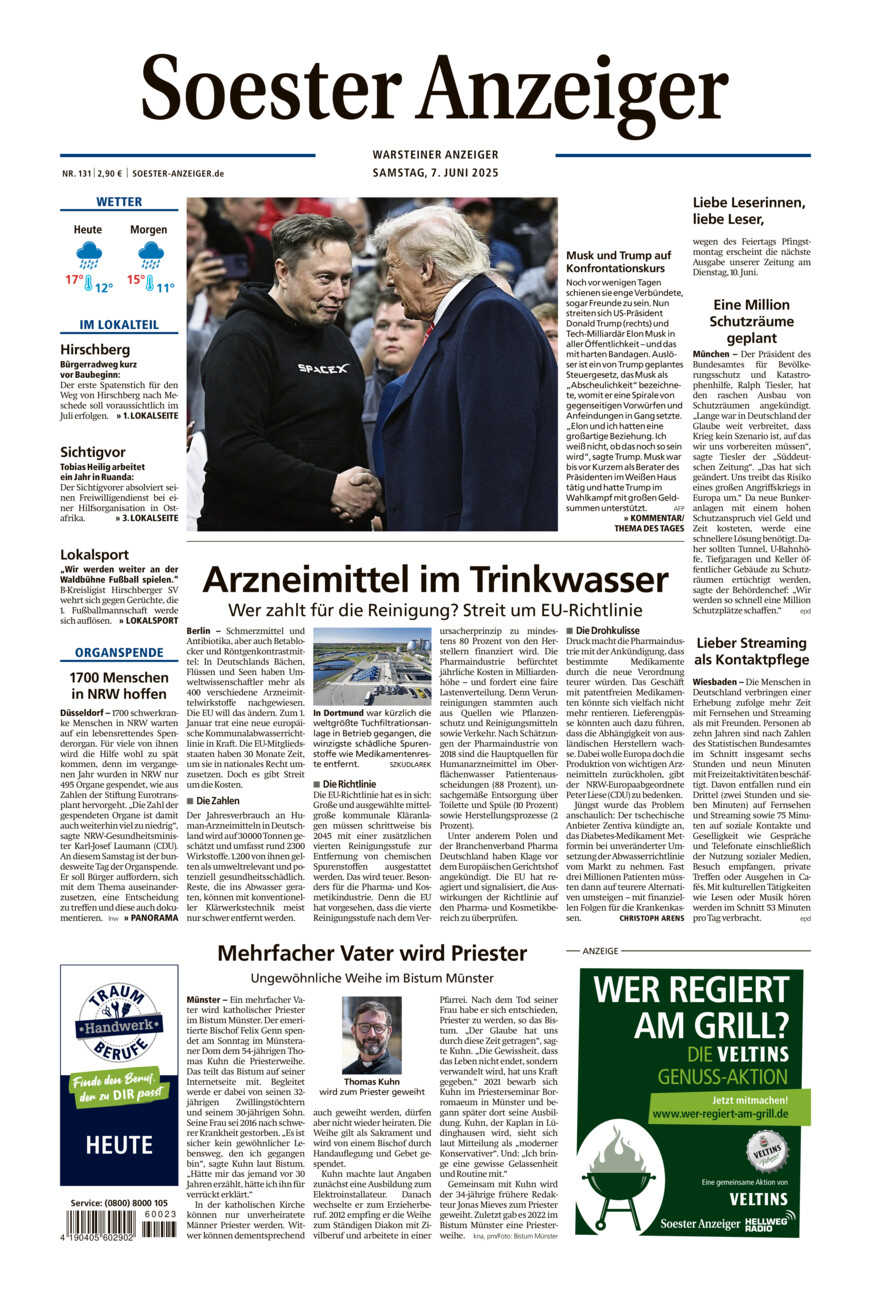 Soester Anzeiger Warstein vom Samstag, 07.06.2025