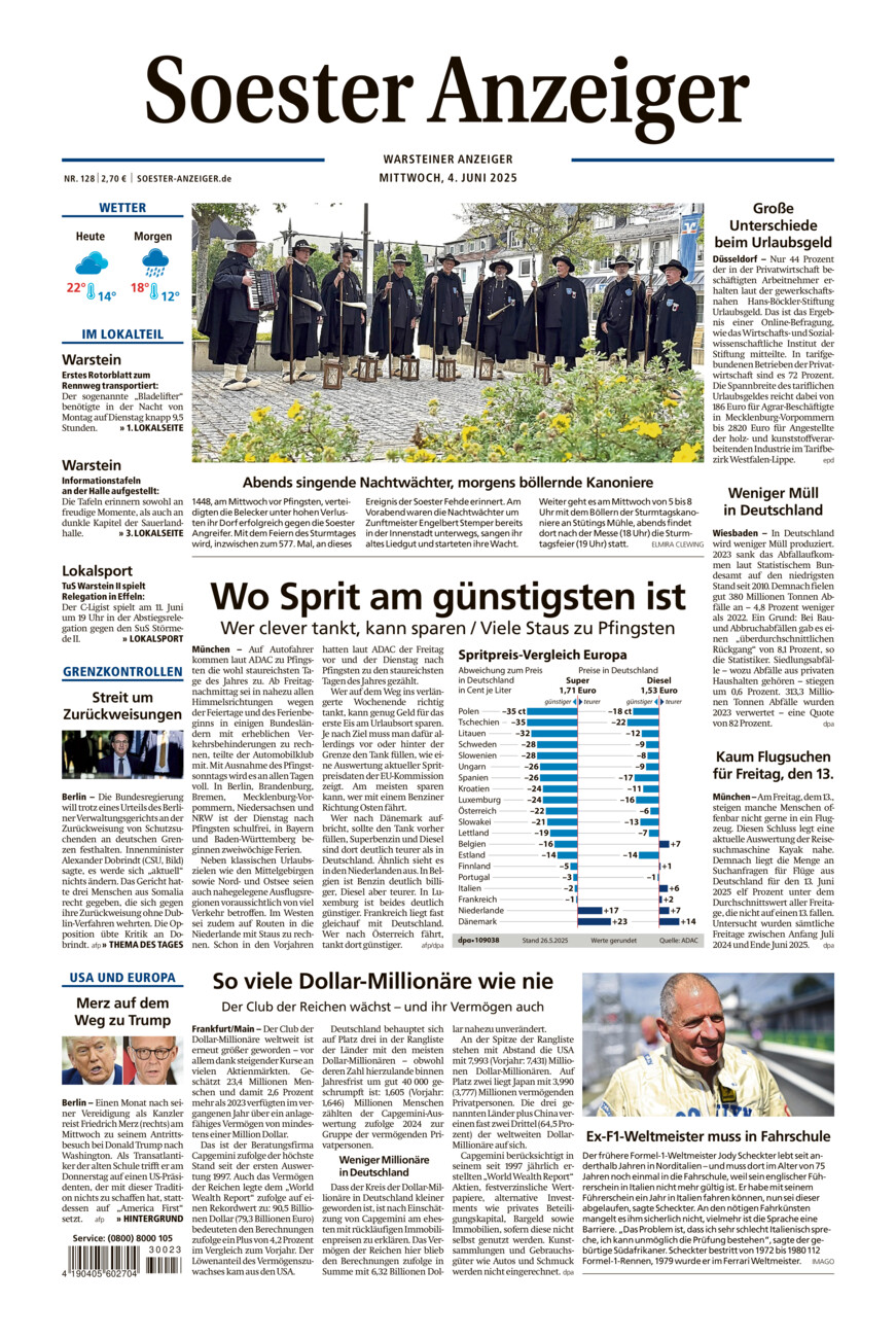 Soester Anzeiger Warstein vom Mittwoch, 04.06.2025