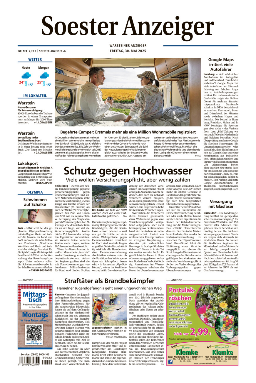 Soester Anzeiger Warstein vom Freitag, 30.05.2025