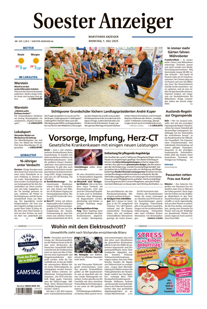 Soester Anzeiger Warstein vom Dienstag, 01.07.2025