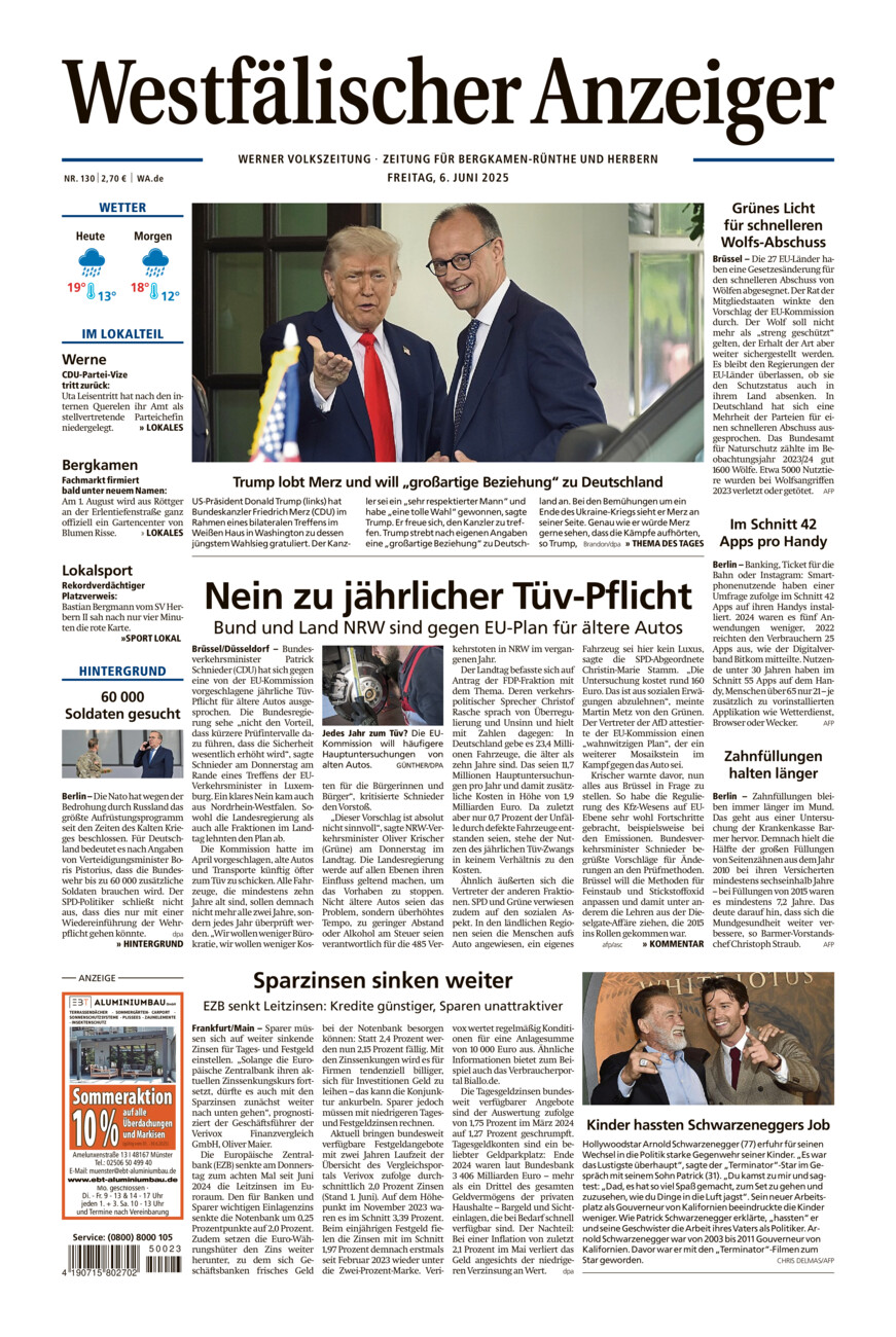 Westfälischer Anzeiger Werne vom Freitag, 06.06.2025