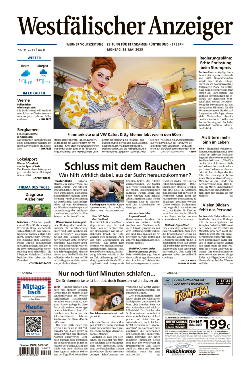 Westfälischer Anzeiger Werne vom Montag, 26.05.2025