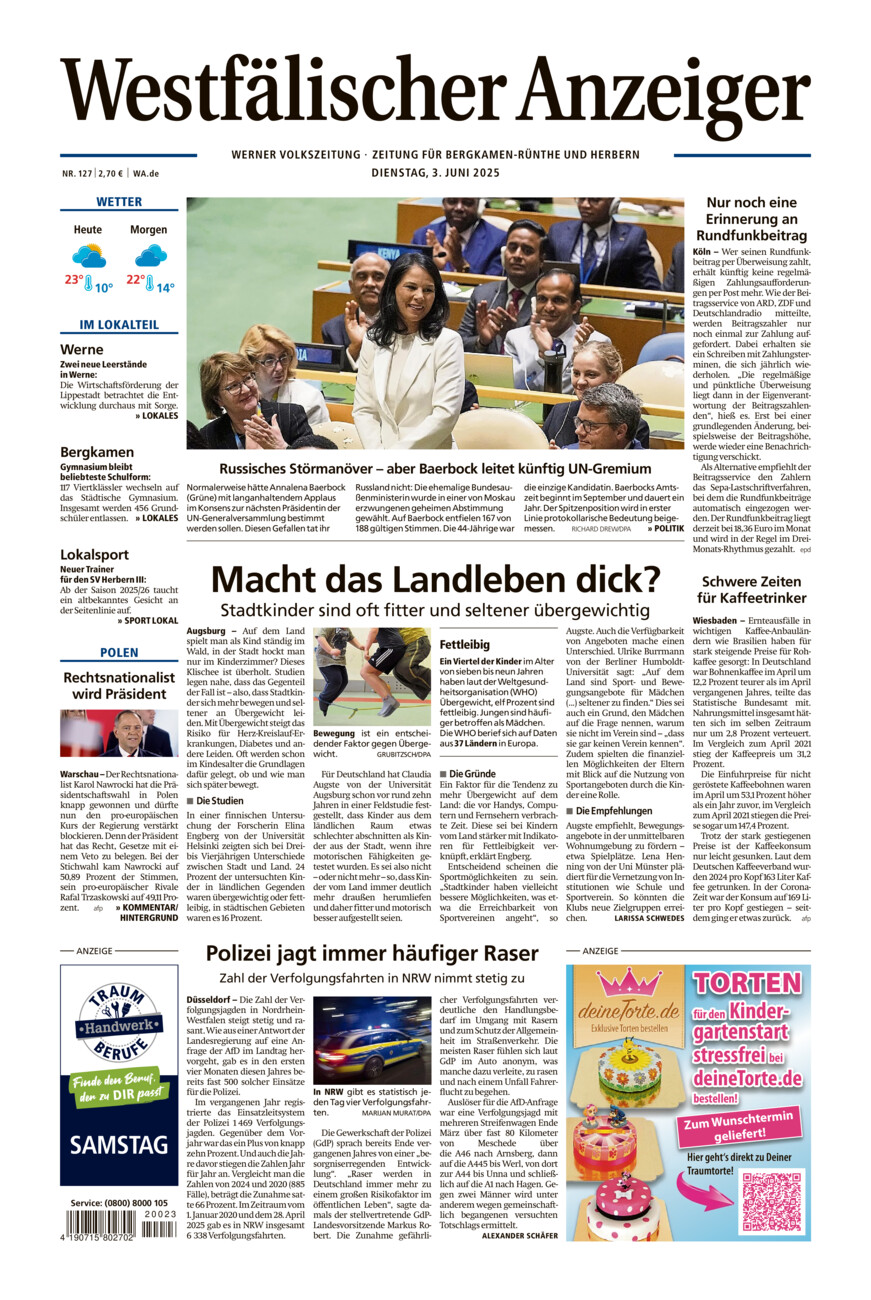 Westfälischer Anzeiger Werne vom Dienstag, 03.06.2025
