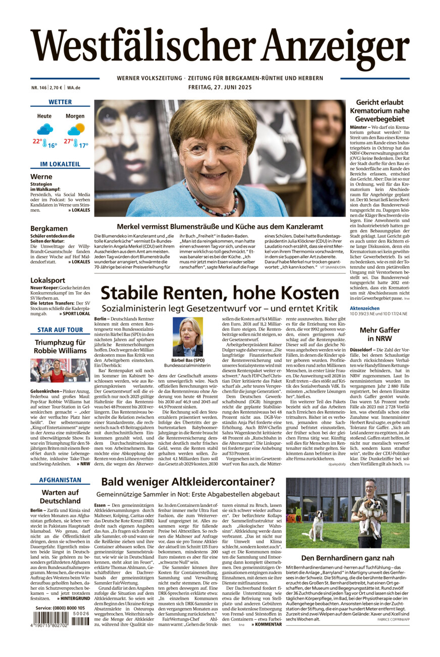 Westfälischer Anzeiger Werne vom Freitag, 27.06.2025