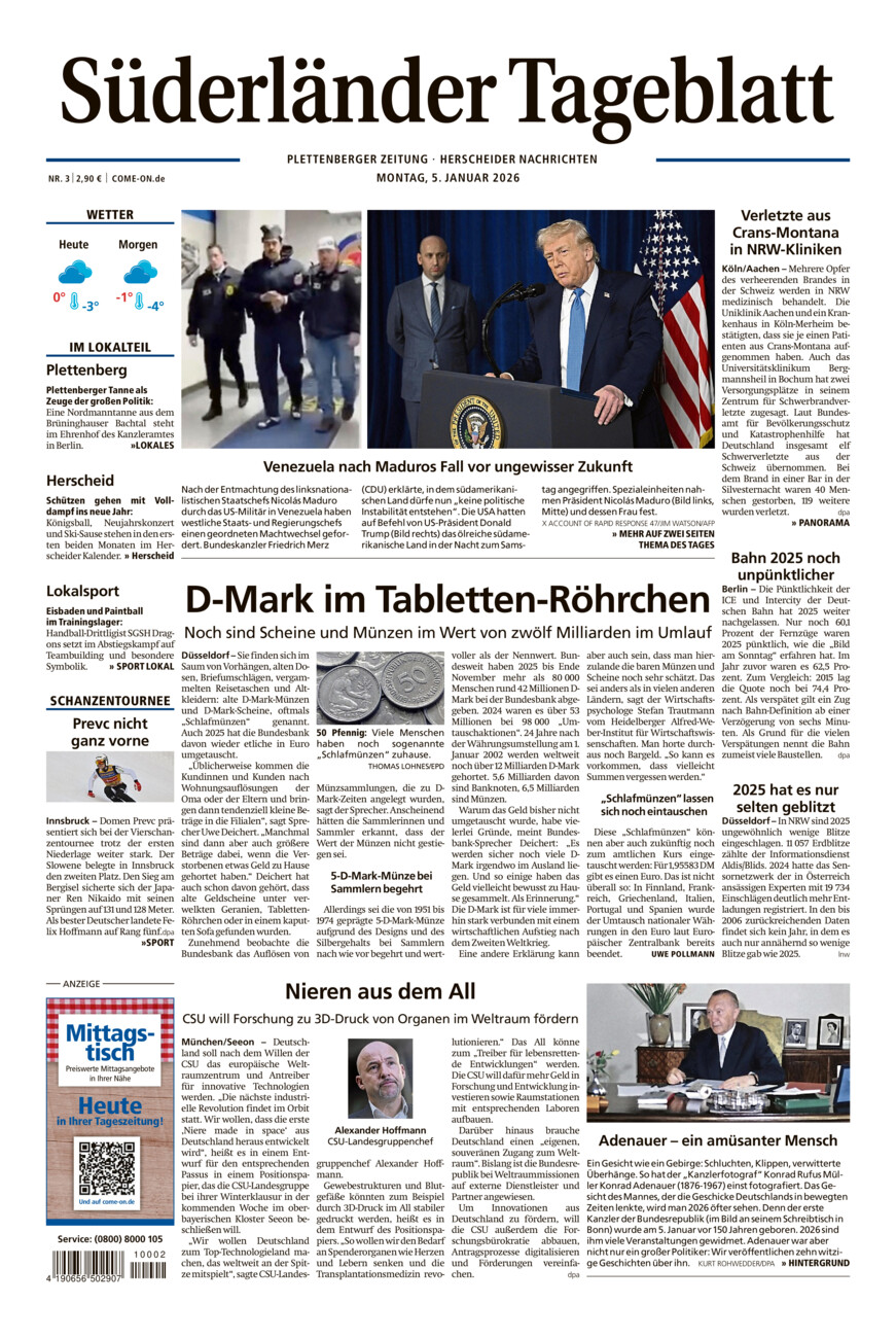 Süderländer Tageblatt vom Montag, 05.01.2026