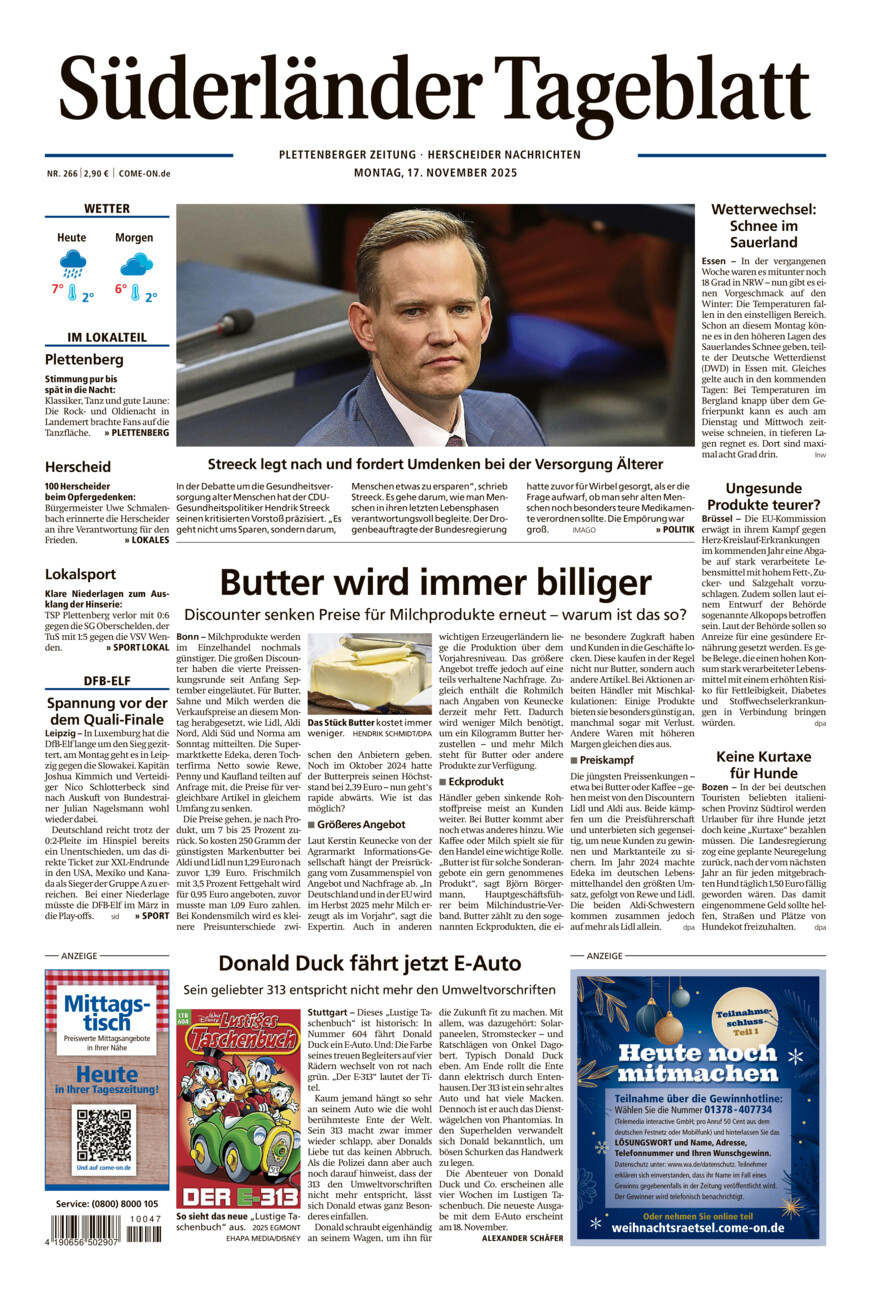 Süderländer Tageblatt vom Montag, 17.11.2025