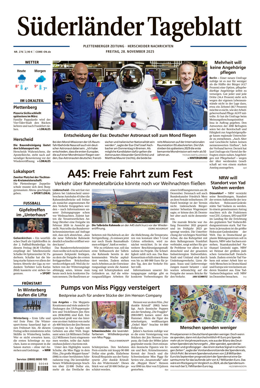 Süderländer Tageblatt vom Freitag, 28.11.2025