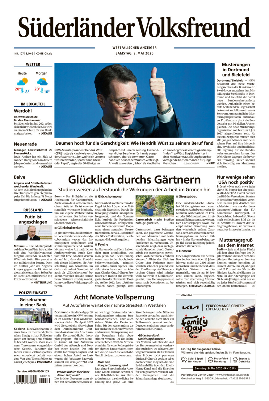 Süderländer Volksfreund vom Samstag, 09.05.2026