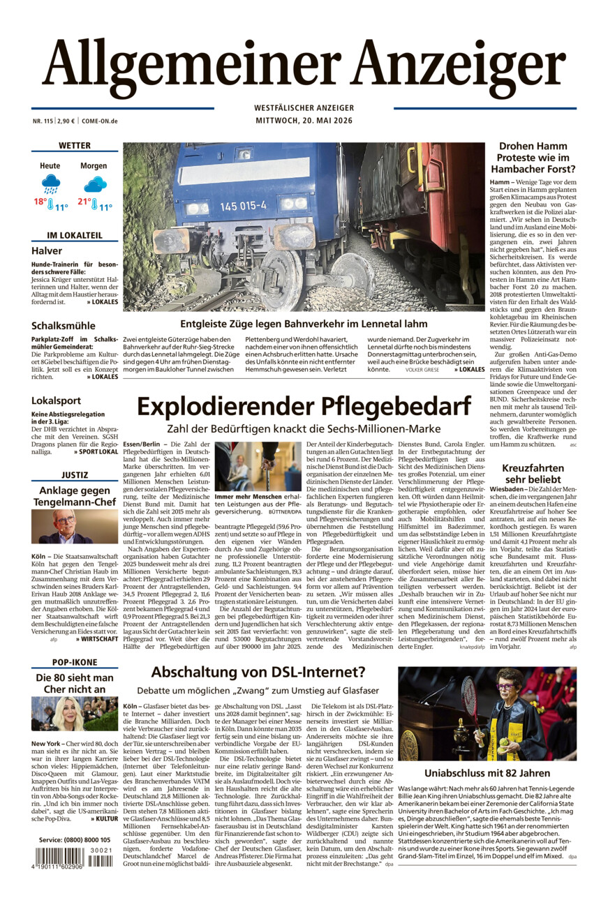 Allgemeiner Anzeiger vom Mittwoch, 20.05.2026