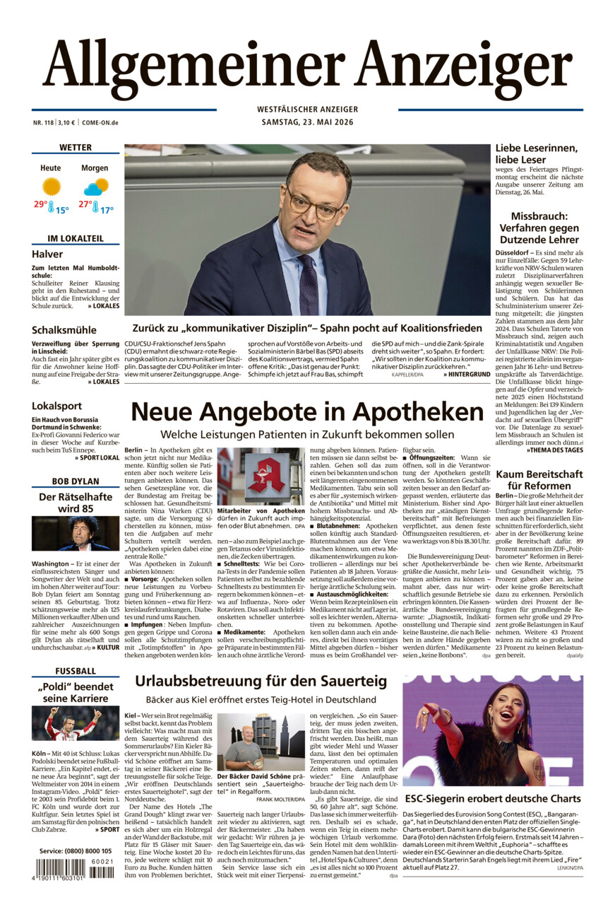 Allgemeiner Anzeiger vom Samstag, 23.05.2026