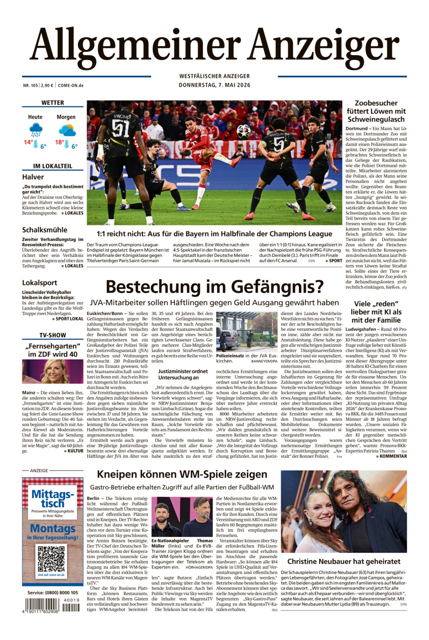 Allgemeiner Anzeiger vom Donnerstag, 07.05.2026