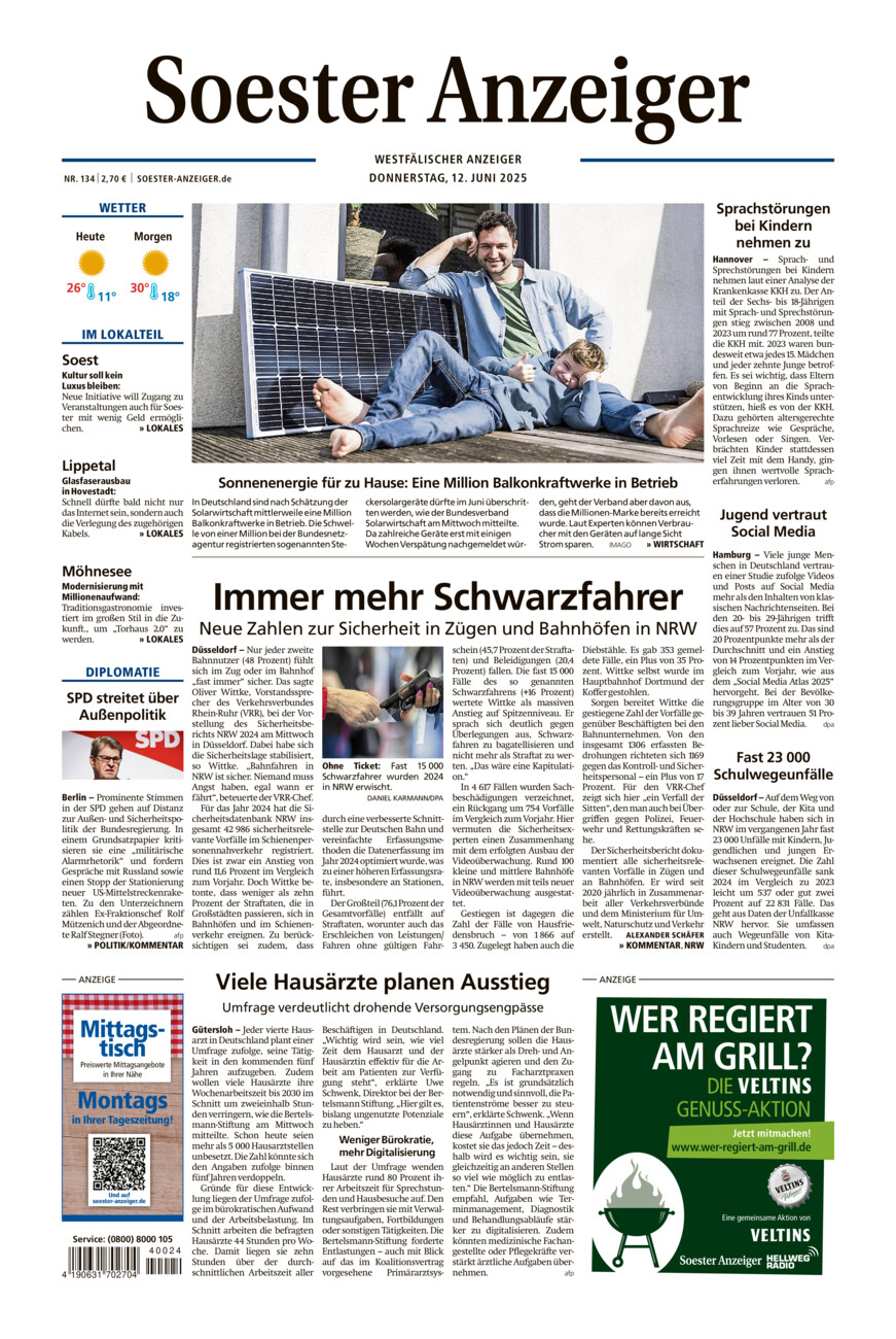 Soester Anzeiger vom Donnerstag, 12.06.2025