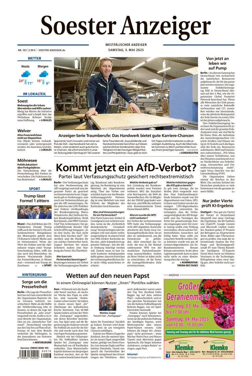 Soester Anzeiger vom Samstag, 03.05.2025