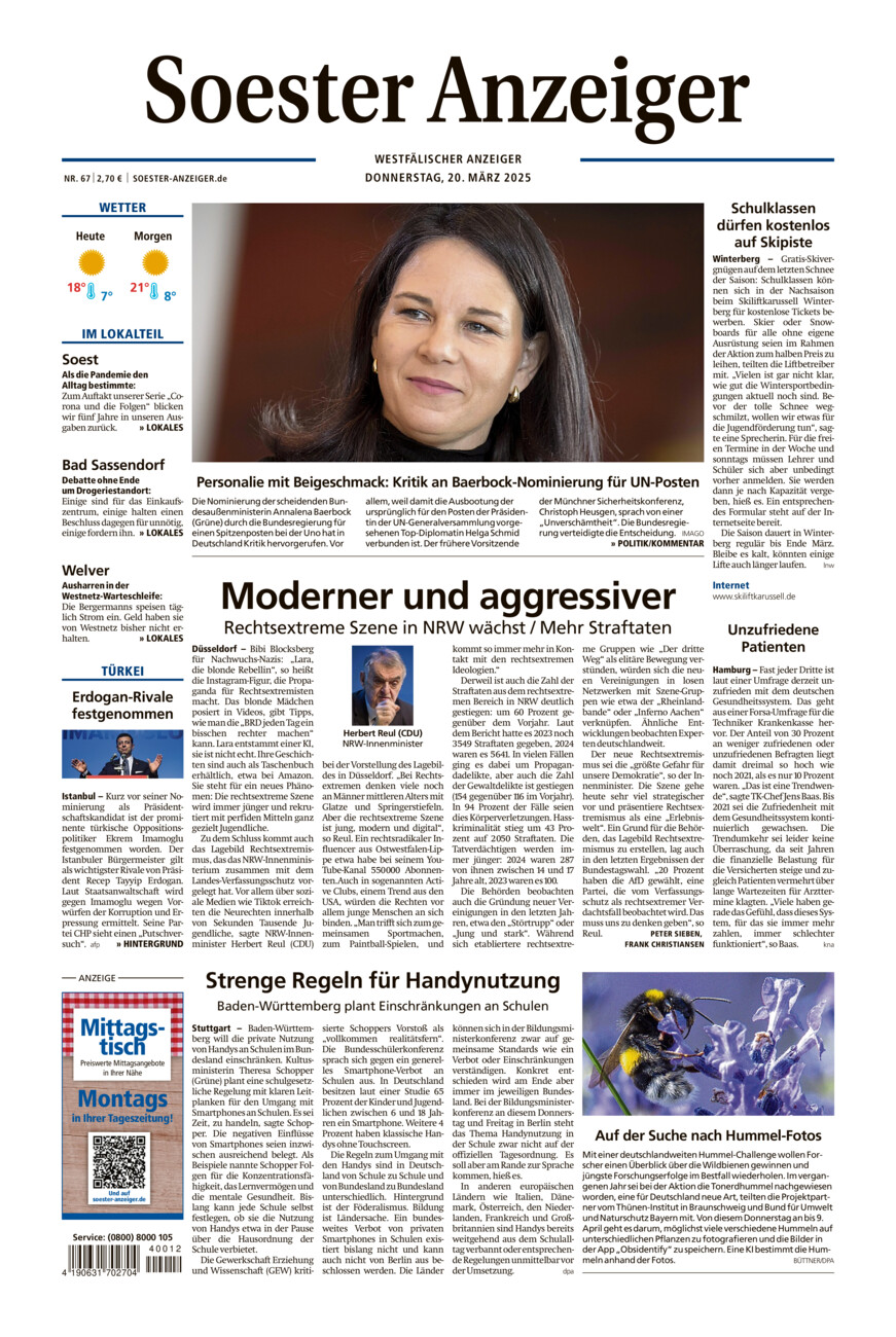 Soester Anzeiger vom Donnerstag, 20.03.2025