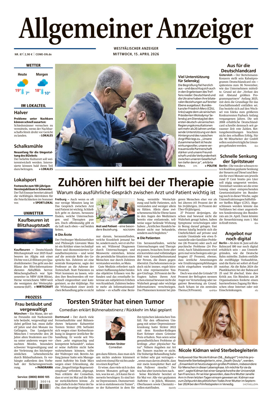 Allgemeiner Anzeiger vom Mittwoch, 15.04.2026