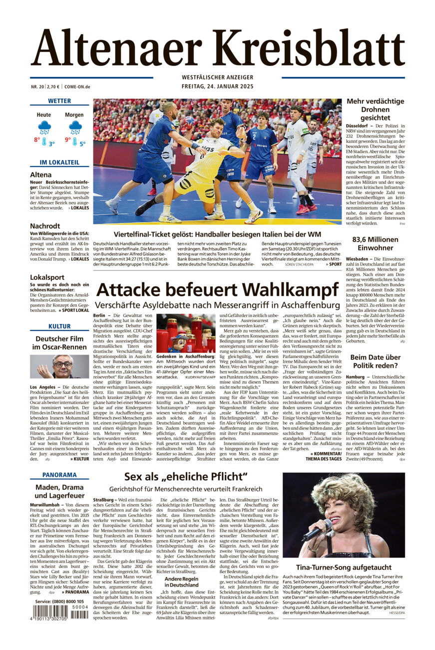 Altenaer Kreisblatt vom Freitag, 24.01.2025