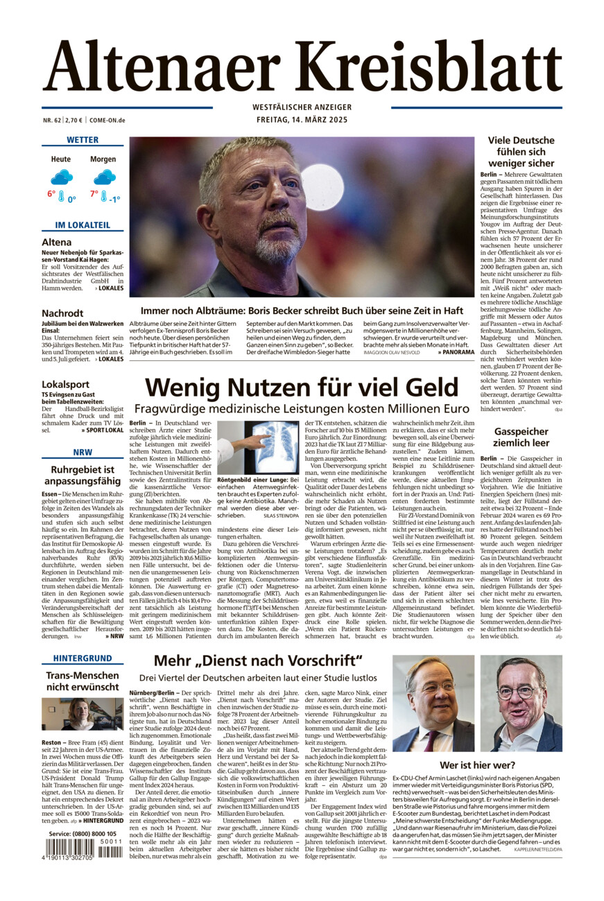 Altenaer Kreisblatt vom Freitag, 14.03.2025