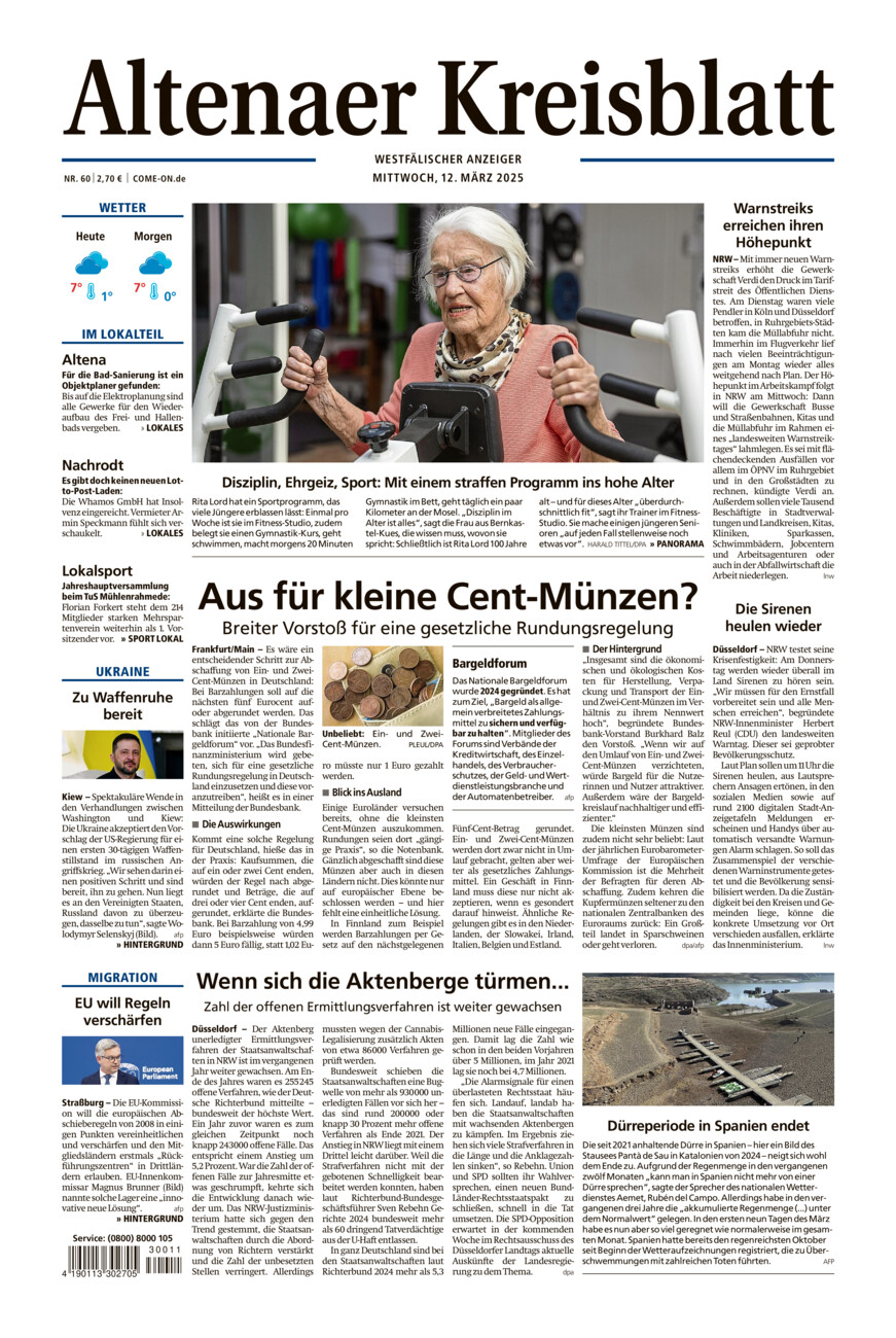 Altenaer Kreisblatt vom Mittwoch, 12.03.2025