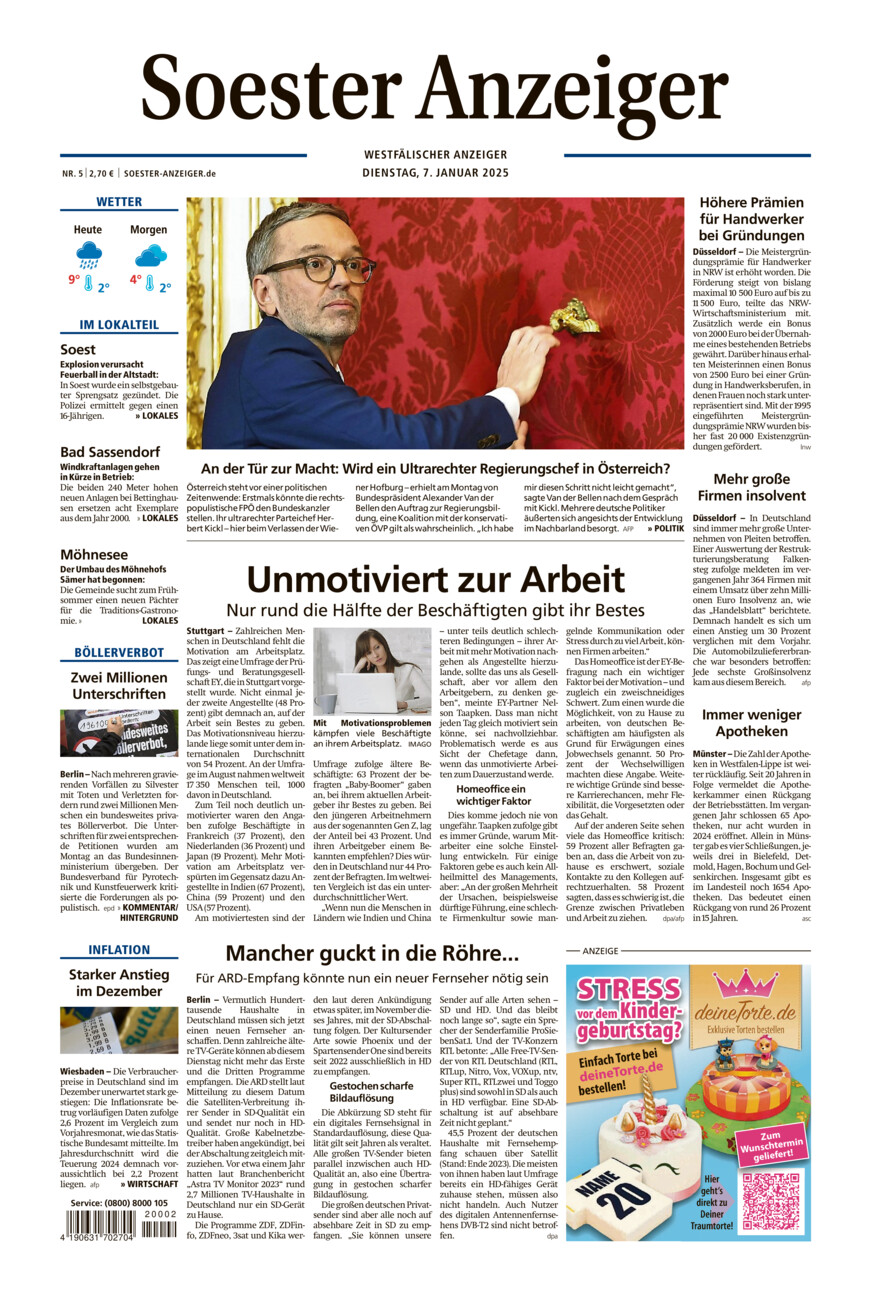 Soester Anzeiger vom Dienstag, 07.01.2025