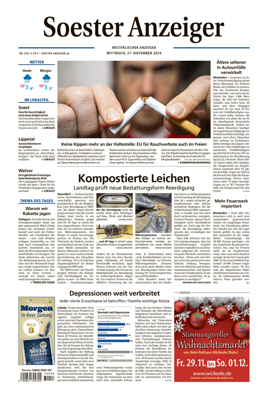 Soester Anzeiger vom Mittwoch, 27.11.2024