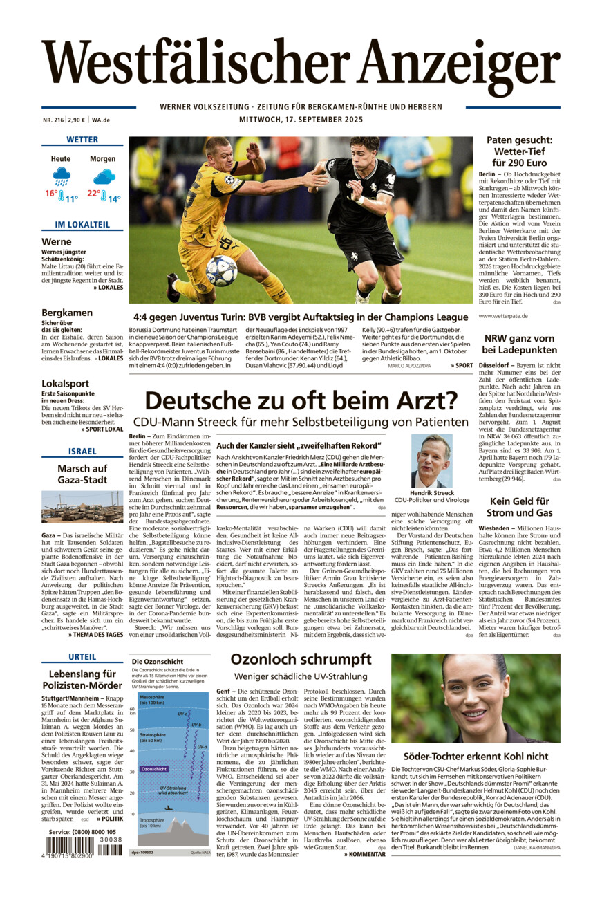 Westfälischer Anzeiger Werne vom Mittwoch, 17.09.2025
