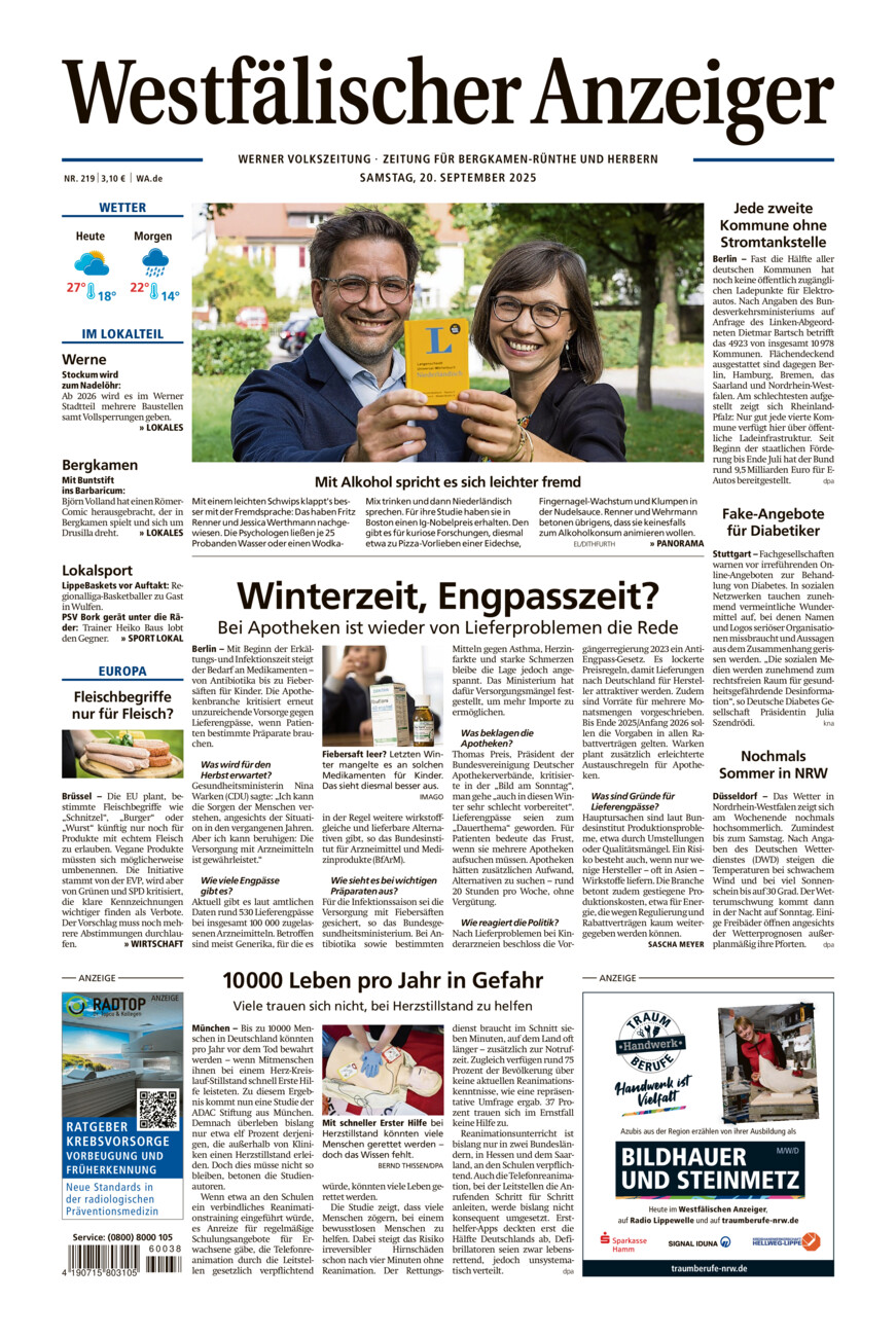 Westfälischer Anzeiger Werne vom Samstag, 20.09.2025