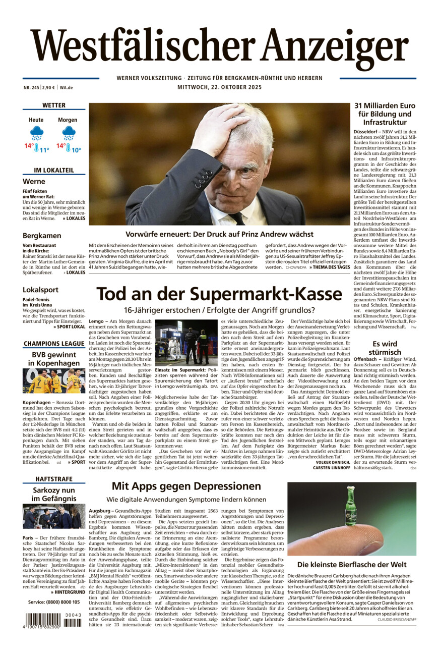 Westfälischer Anzeiger Werne vom Mittwoch, 22.10.2025