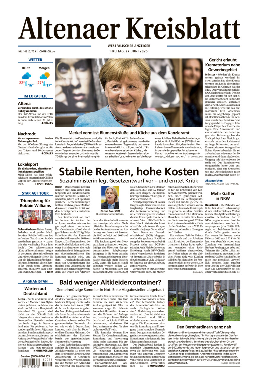 Altenaer Kreisblatt vom Freitag, 27.06.2025