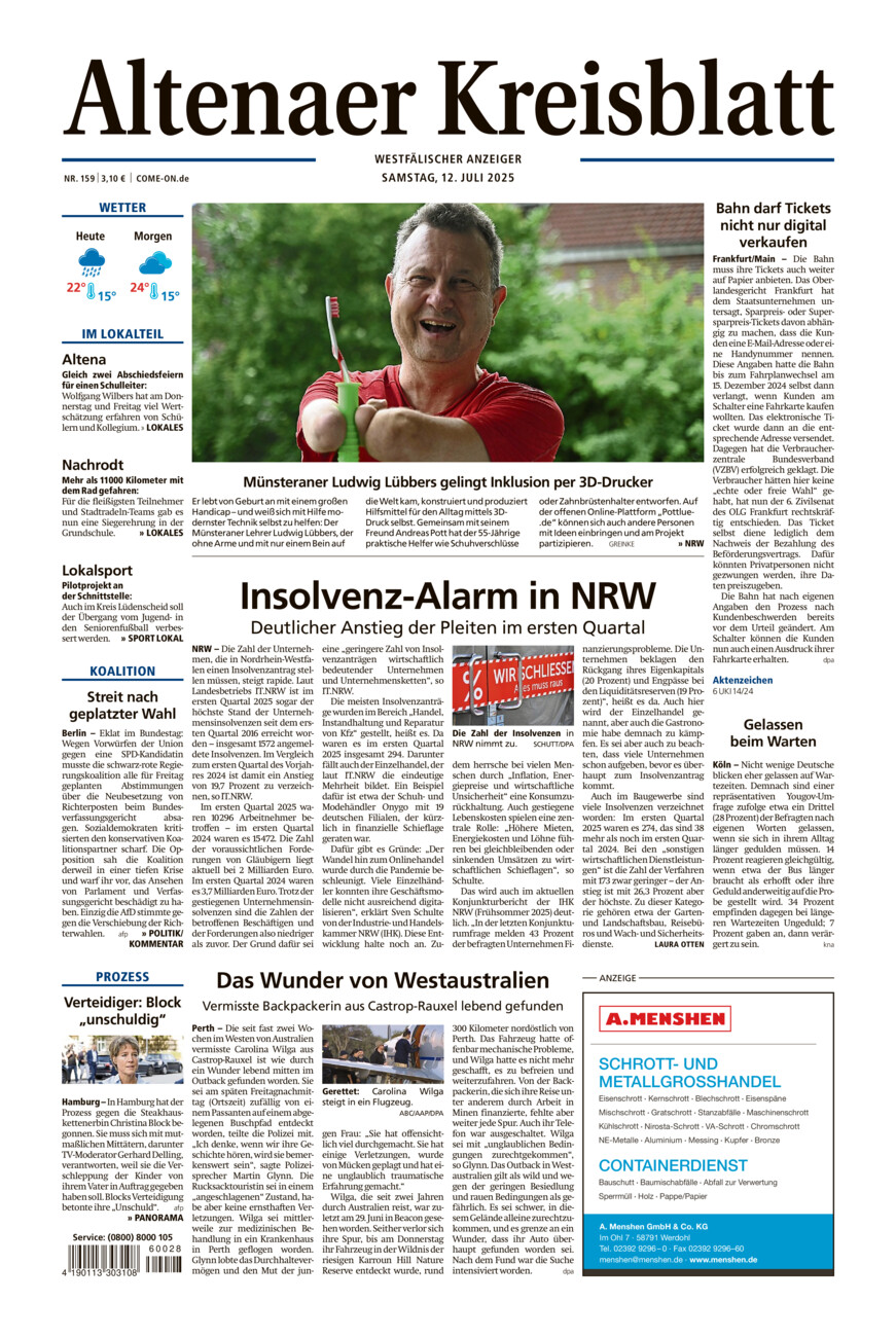 Altenaer Kreisblatt vom Samstag, 12.07.2025