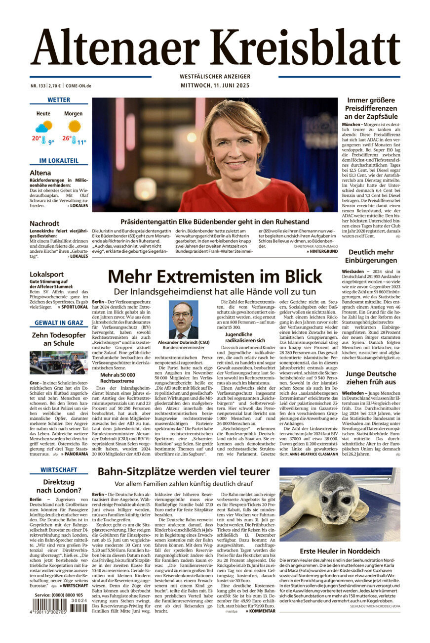 Altenaer Kreisblatt vom Mittwoch, 11.06.2025