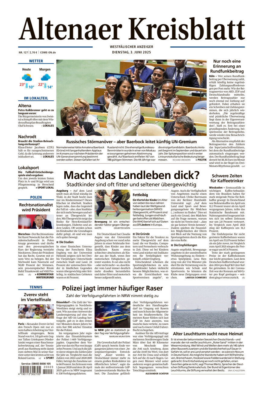 Altenaer Kreisblatt vom Dienstag, 03.06.2025